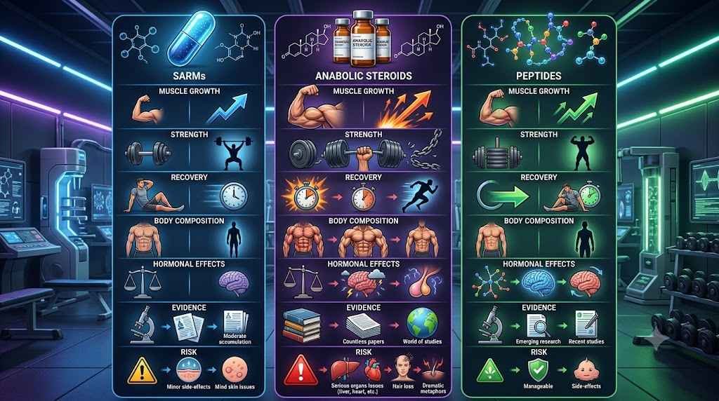 SARMs vs steroids vs peptides