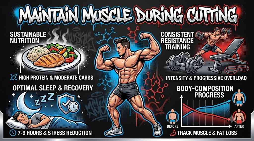 Nutrition training and recovery for muscle retention during cutting